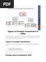 Types of Foreign Investment in India