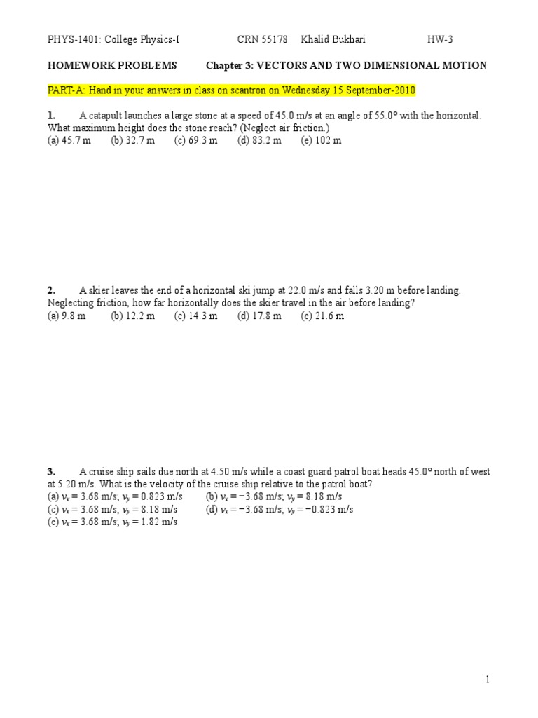 Two-Dimensional Motion Problems | PDF | Acceleration | Velocity