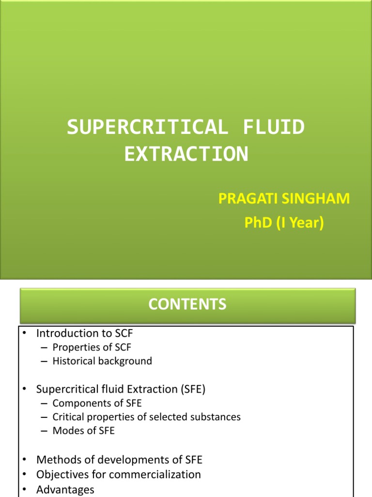 Supercritical Fluid Extraction Overview | PDF | Supercritical Fluid ...