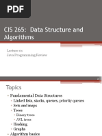 CIS 265: Data Structure and Algorithms: Java Programming Review