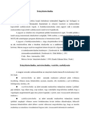 Iranyitastechnika Jegyzet | PDF