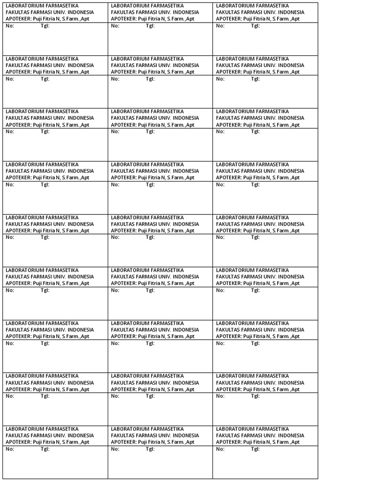 Template Etiket Obat Farmasi | PDF | Kesehatan Holistik