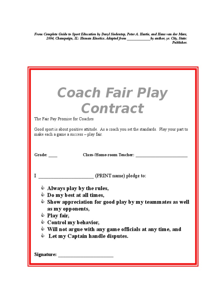 Coach Fair Play Commitment Pledge | PDF