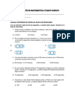 Evaluación de Matemática Cuarto Básico