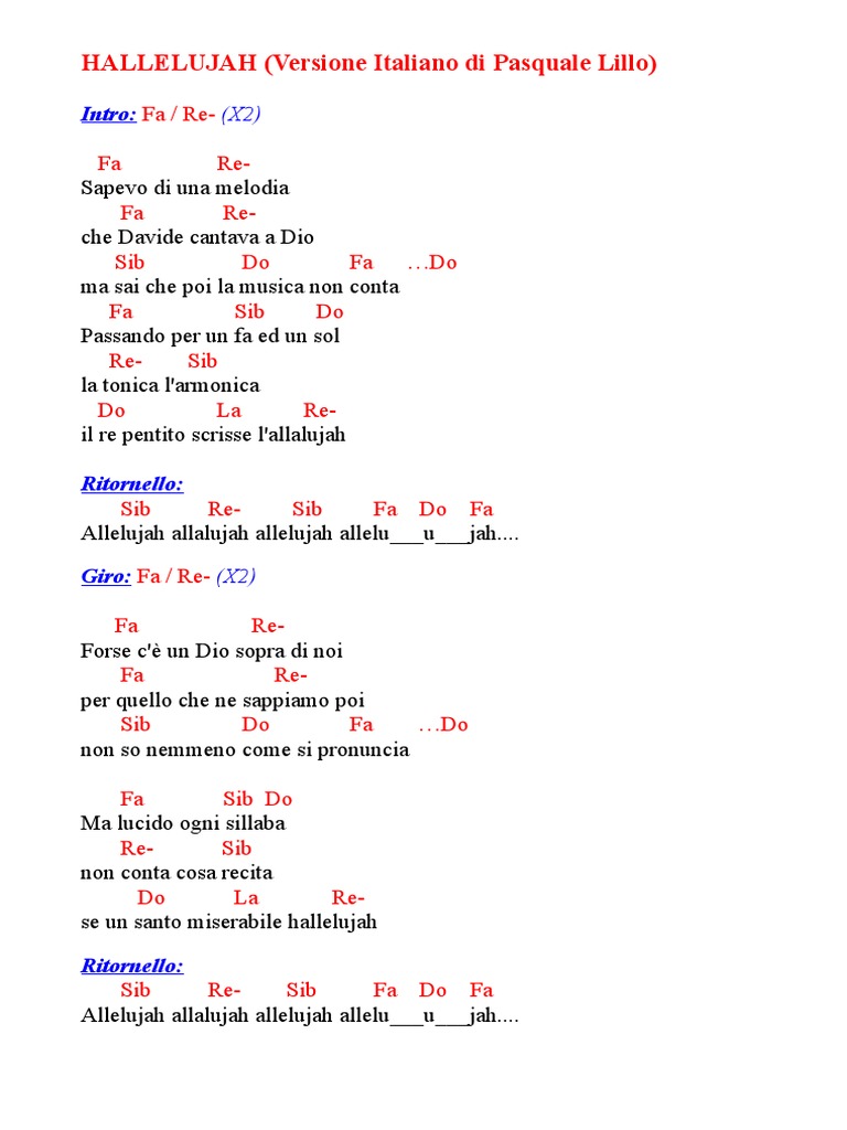 Hallelujah (Italiano) PDF