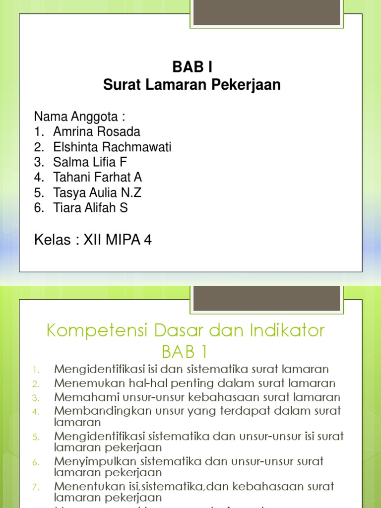 Bab I Surat Lamaran Pekerjaan Kelas Xii Mipa 4