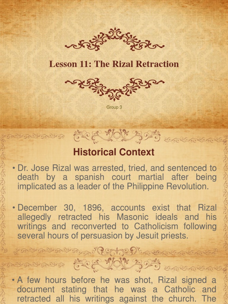 The rizal retraction
