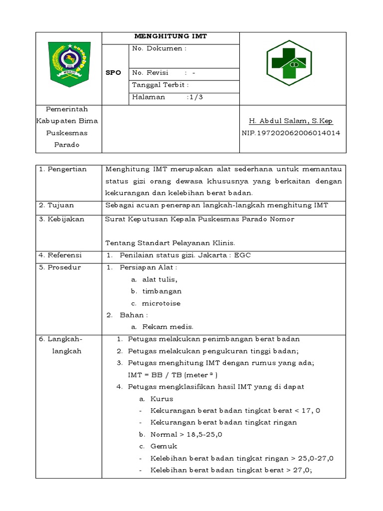 Cara Menghitung IMT untuk Status Gizi | PDF