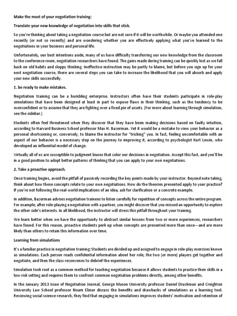 CL 3 Nego en Ingles PDF Negotiation Simulation