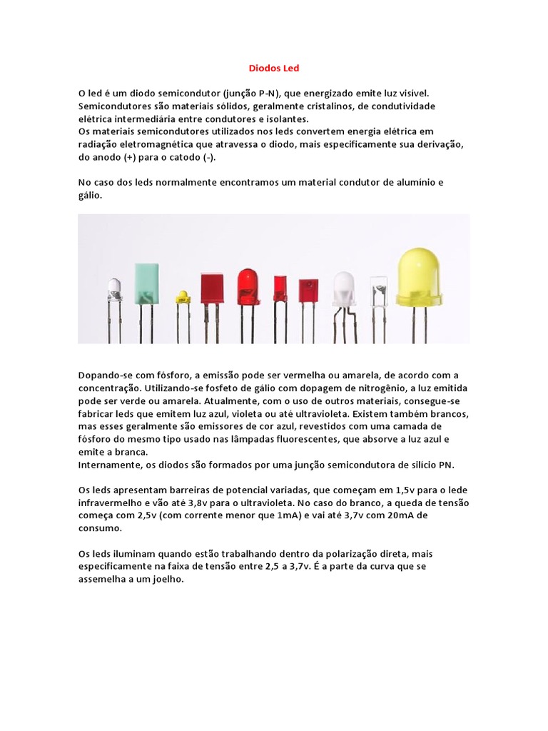 Diodo Led | PDF | Diodo emissor de luz | Eletromagnetismo