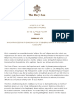 The Holy See: Apostolic Letter Issued Motu Proprio