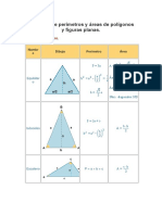 Fórmulas de Perímetros y Áreas de Polígonos y Figuras Planas