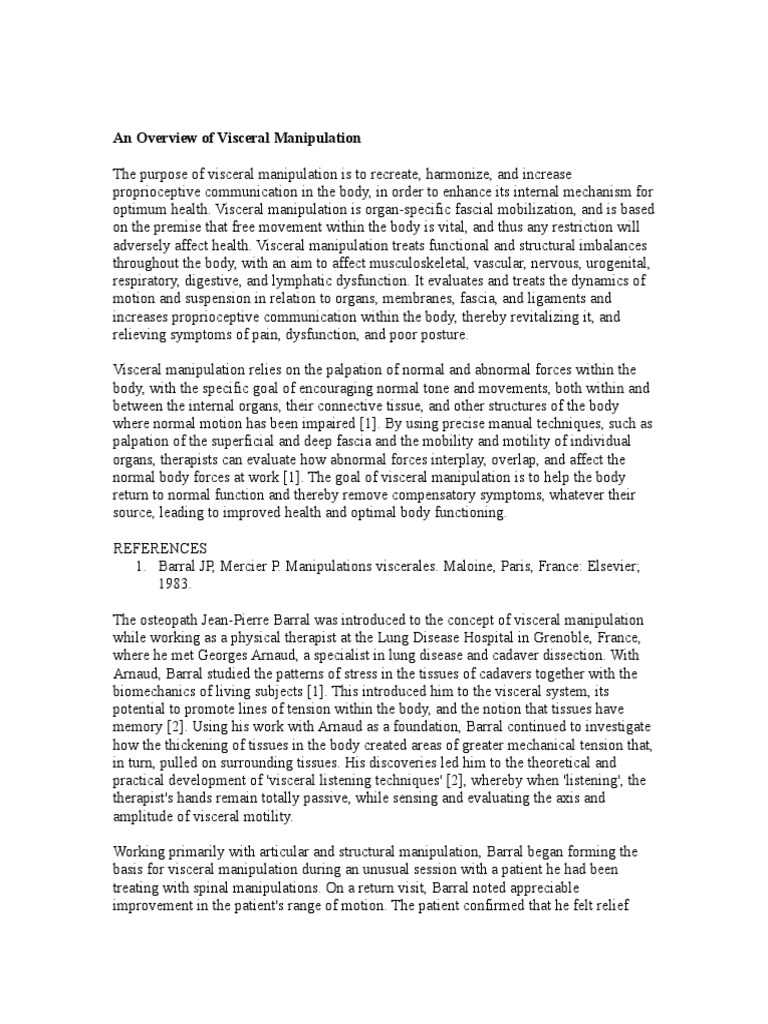 An Overview of Visceral Manipulation PDF Manual Therapy Organ