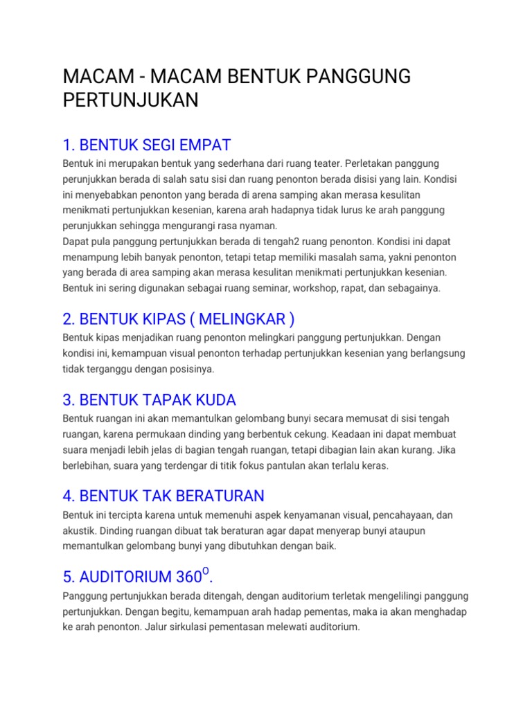 Macam-Macam Panggung Teater | PDF