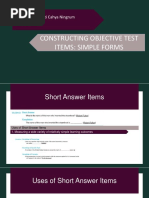 Four Types of Objective Test Items | PDF | Question | Sentence ...