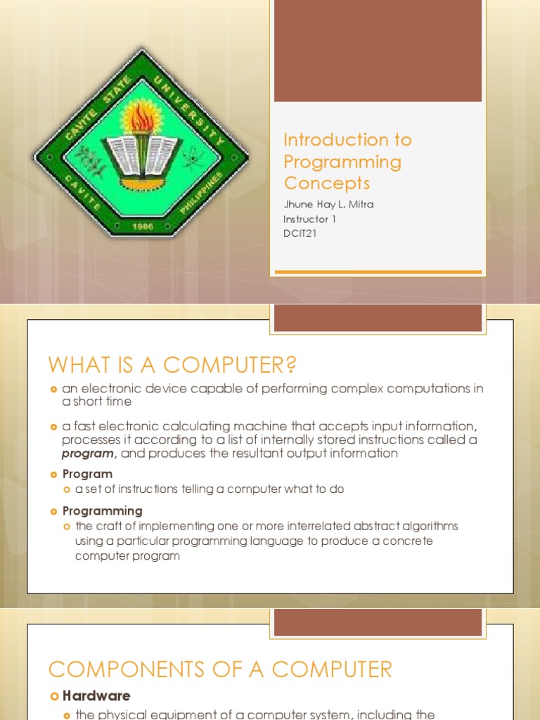 01 Introduction To Programming Concepts | PDF | Bit | Software