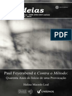 Paul Feyerabend e Contra o método quarenta anos do início de uma provocação