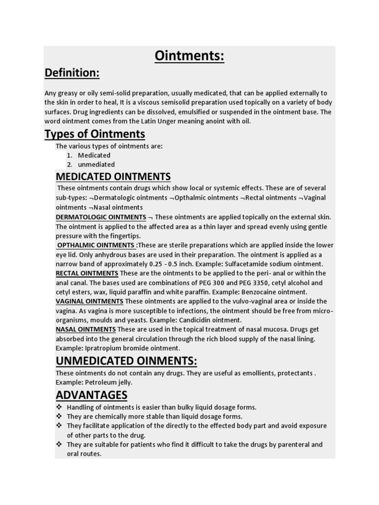 Ointments Definition PDF Topical Medication Dose (Biochemistry)