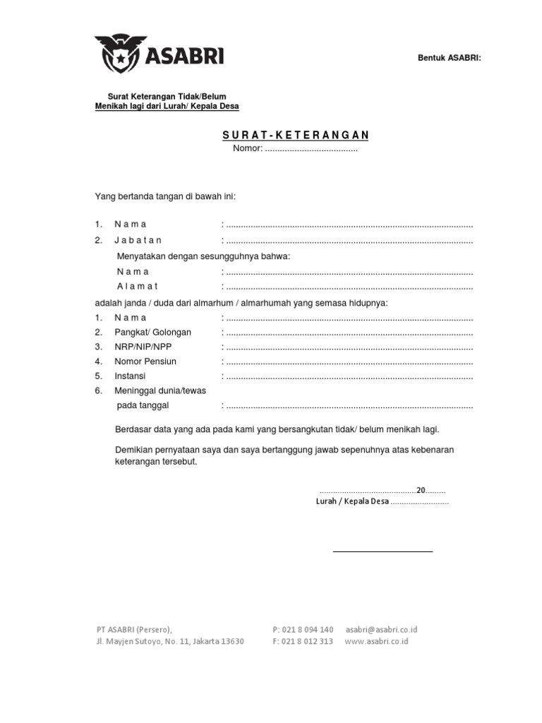 Keterangan Kejandaan Asabri Tni Polri Pdf