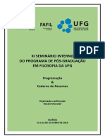 Programação e Resumos Do XI Seminário Interno Do PPGFIL