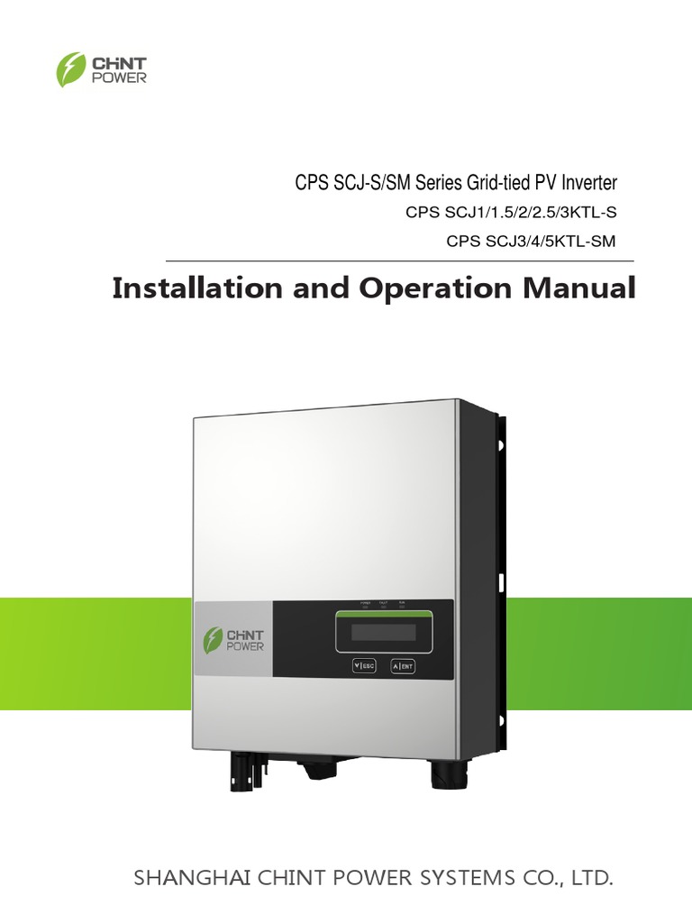 CPS SCJ-S/SM Series Grid-tied PV Inverter Installation Manual | PDF ...