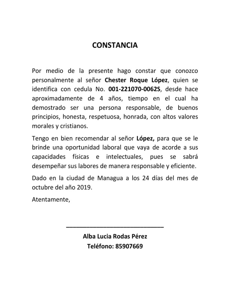 Constancias de recomendación laboral | PDF