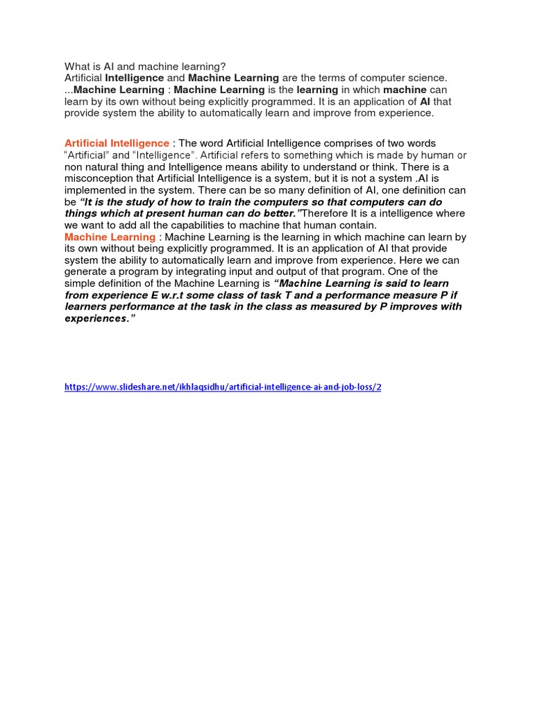 AI vs Machine Learning Explained | PDF