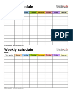 Weekly Schedule Sunday to Saturday 2 on 1 Page in Color