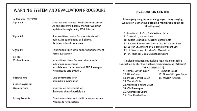 Warning System and Evacuation Procedure | PDF