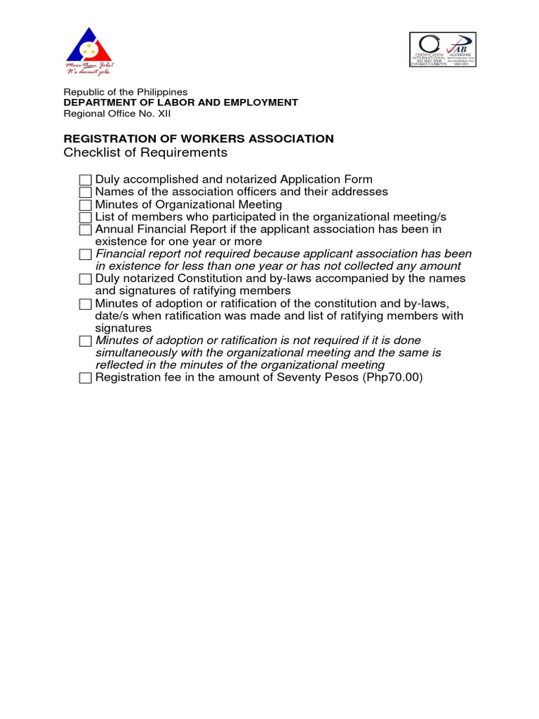 Aa List of Requirements PDF