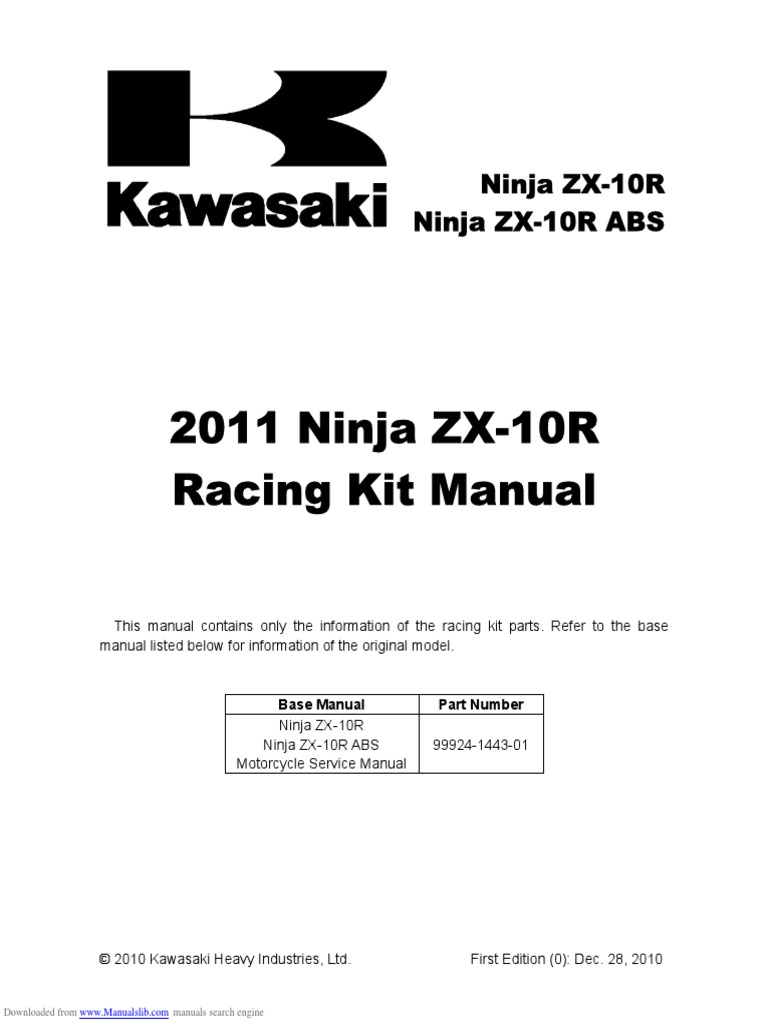 Kawasaki Ninja ZX-10R サービスマニュアル 2011年 カワサキパーツ/ウエア＆グッズオンラインショップZX-10R'11 ｻｰﾋﾞｽ