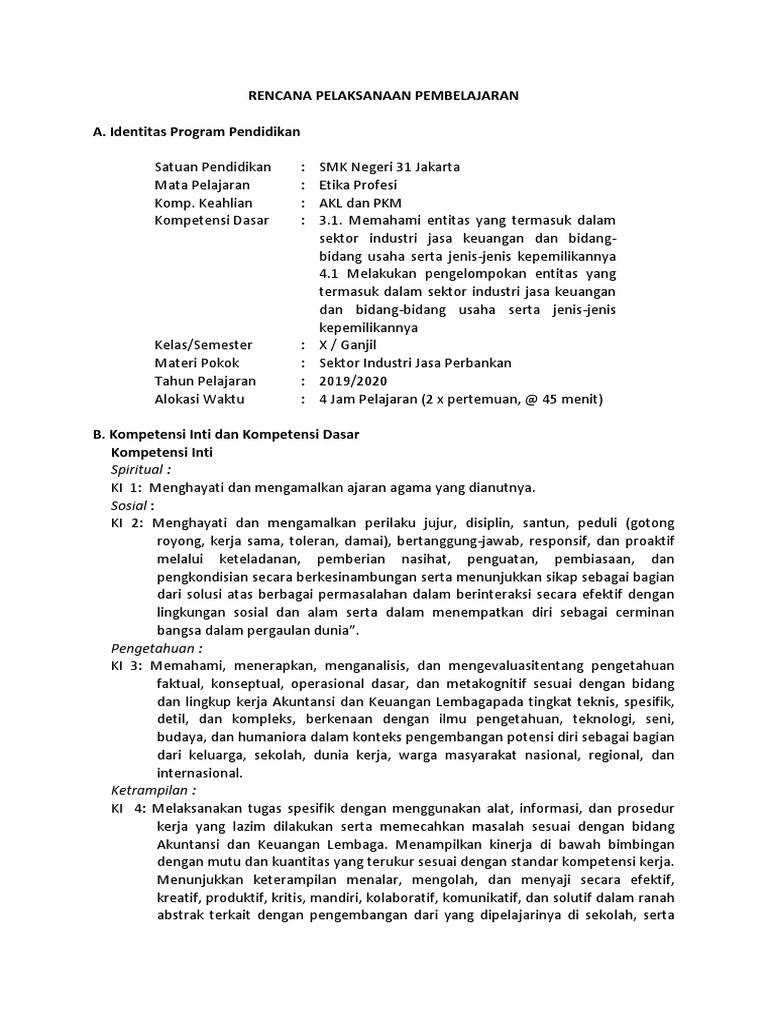 Soal Etika Profesi Materi Industri Jasa Keuangan