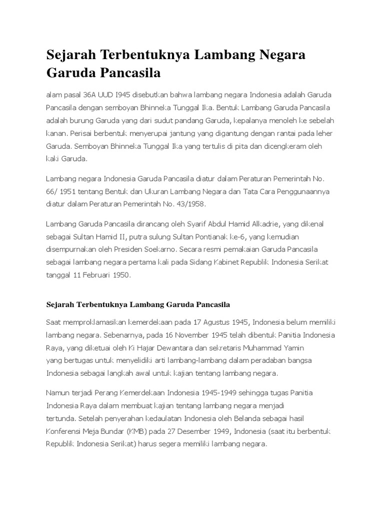 Sejarah Terbentuknya Lambang Negara Garuda Pancasila