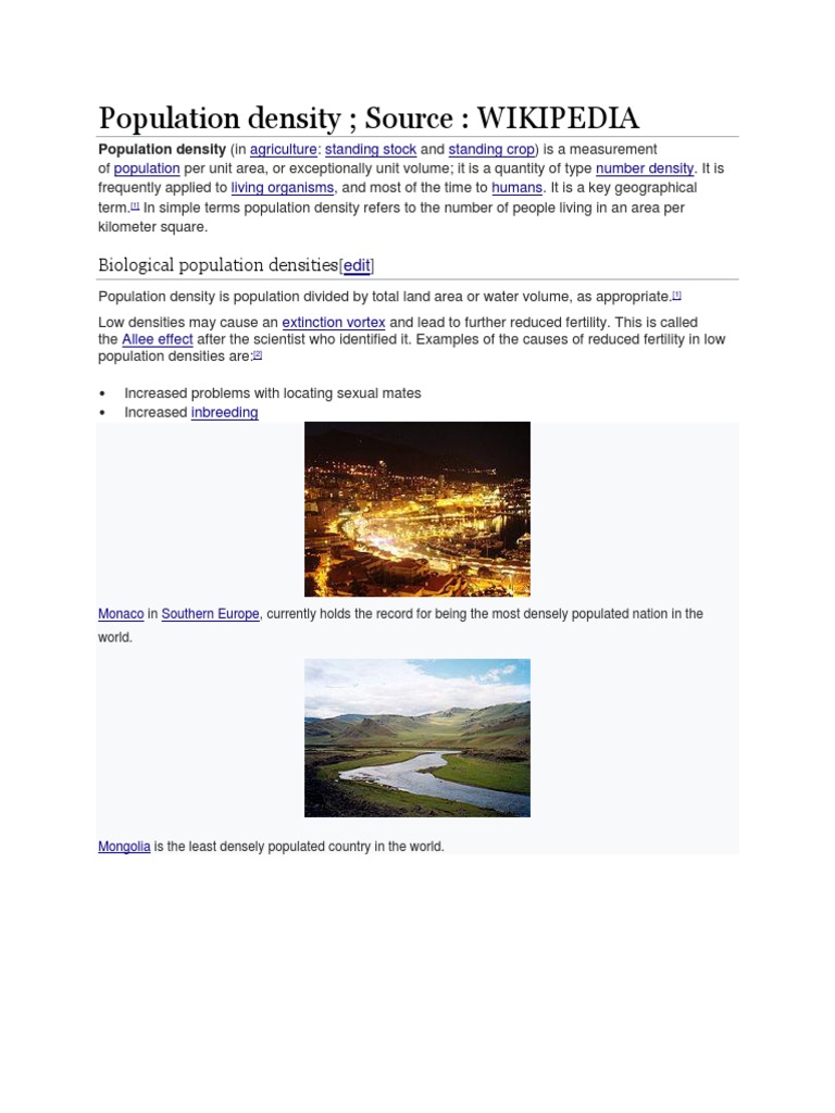 Population Density Facts Figures Pdf Population Density