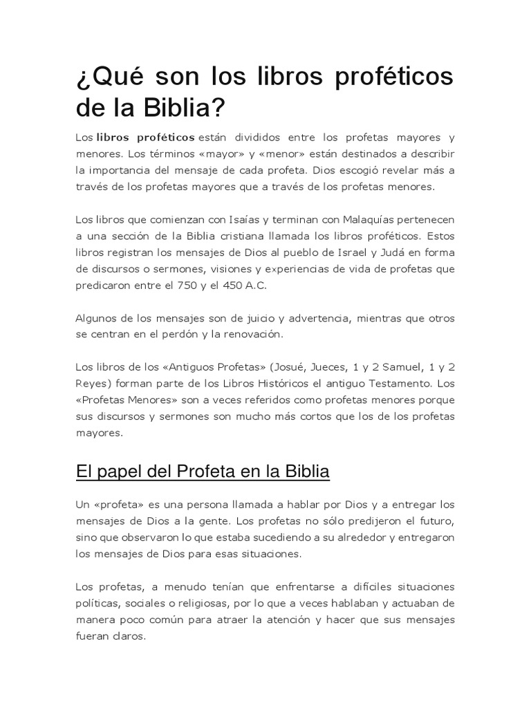 Qué Son Los Libros Proféticos de La Biblia PDF Ezequiel