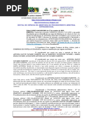 Edital 13.PRT 6.042.832.2019, de 27 de outubro de 2019