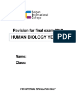 Human Biology Year 10: Revision For Final Exam 2019