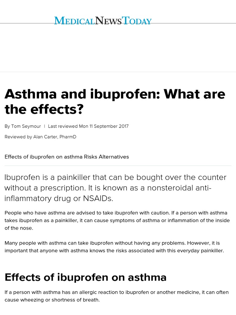 Asthma and Ibuprofen Effects, Risks, and Alternatives PDF Asthma