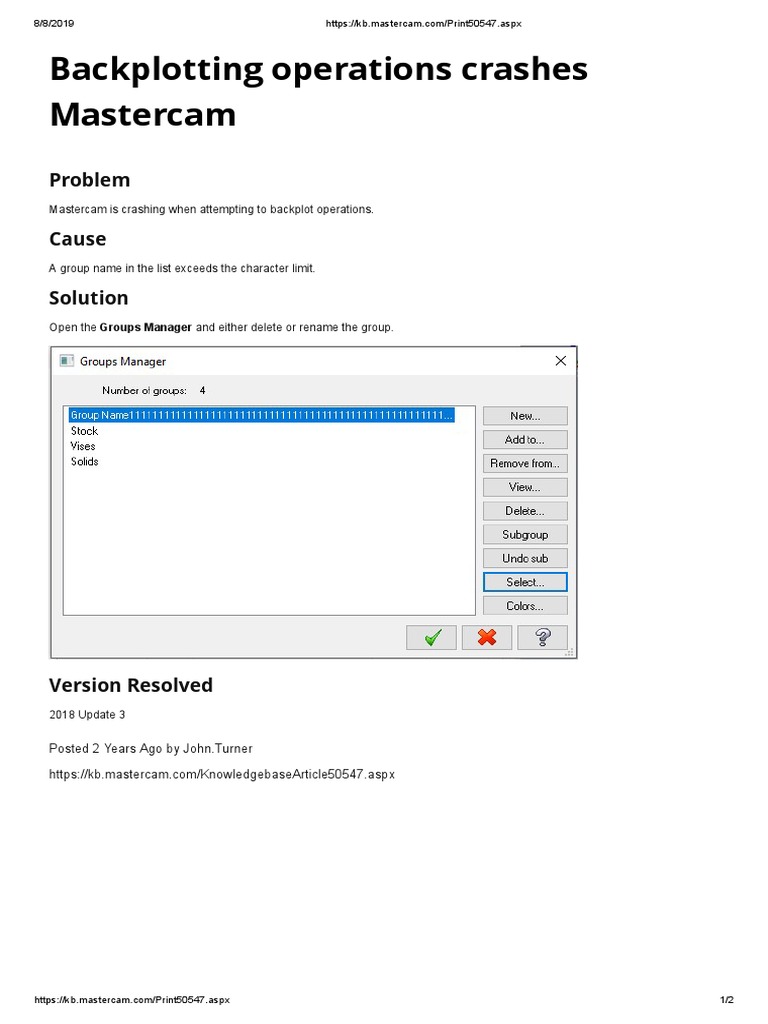 Backplotting Operations Crashes Mastercam: Problem Cause Solution | PDF