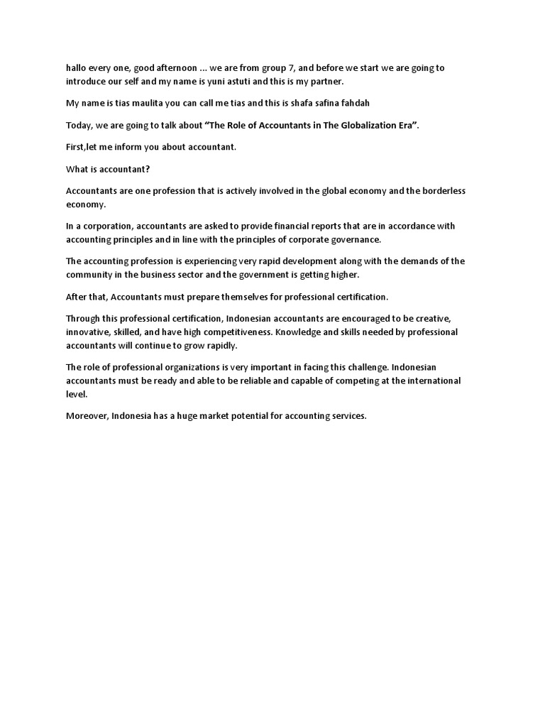 Role of Accountants in Indonesia's Globalization | PDF | Indonesia ...