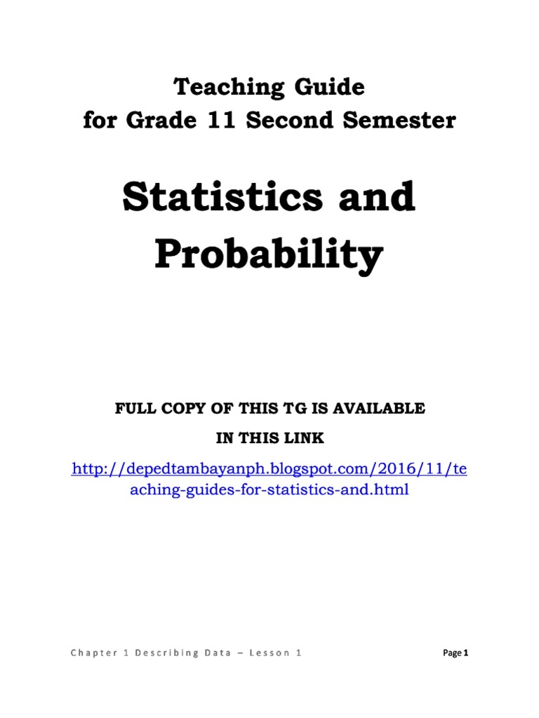 Grade 11 Statistics Teaching Guide | PDF | Census | Statistics