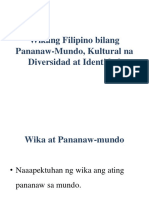 Wikang Filipino Bilang Pananaw-Mundo, Kultural Na Diversidad