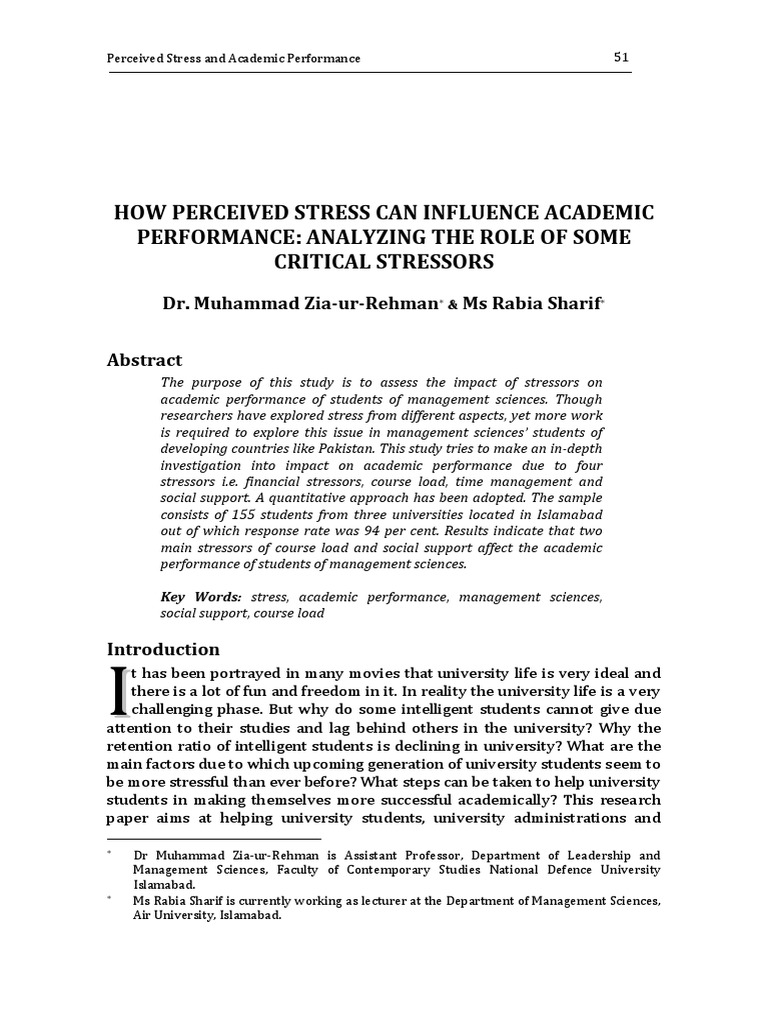 Stress Impact on Academic Success | PDF | Occupational Stress | Stress ...