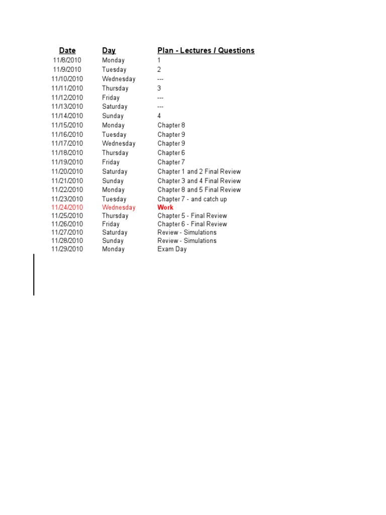Lecture and Review Schedule 2010 | PDF | Foreign Language Studies ...