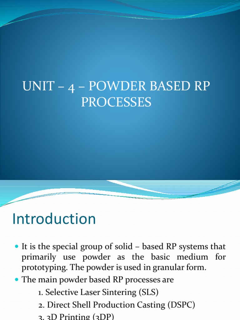 Overview of Powder-Based RP Processes | PDF | Sintering | Applied And ...