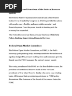 The Structure and Functions of The Federal Reserve System: Policy, Banking Supervision, Financial Services