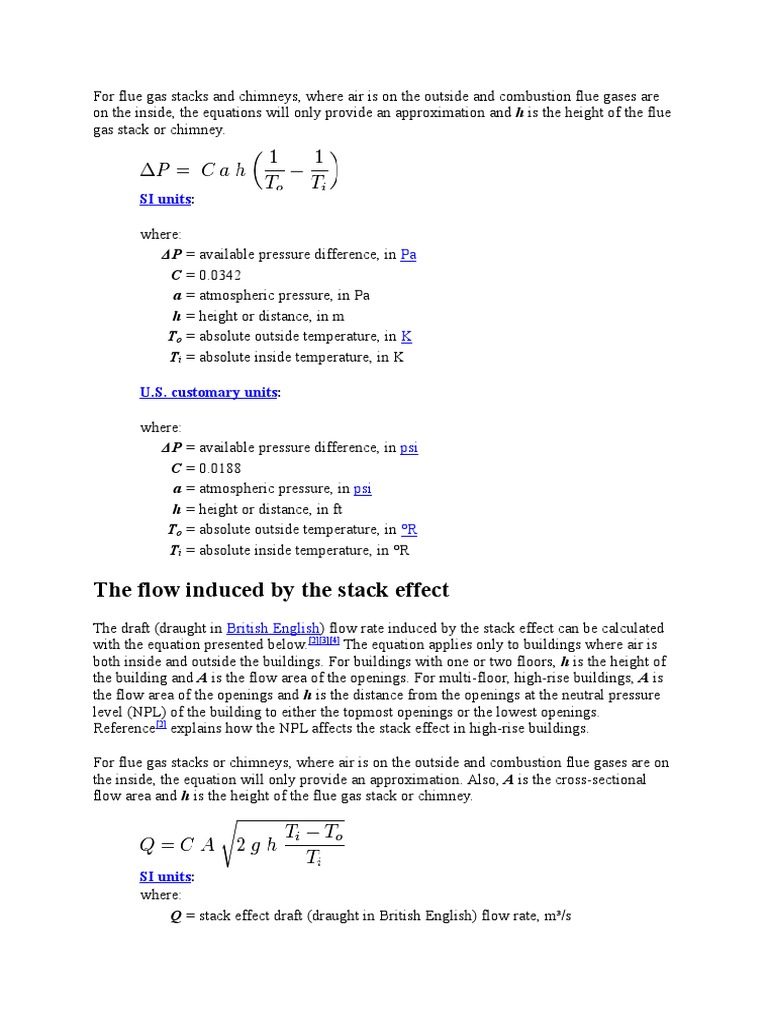 Calculating Stack Effect and Draft Flow Rates in Flue Gas Stacks and