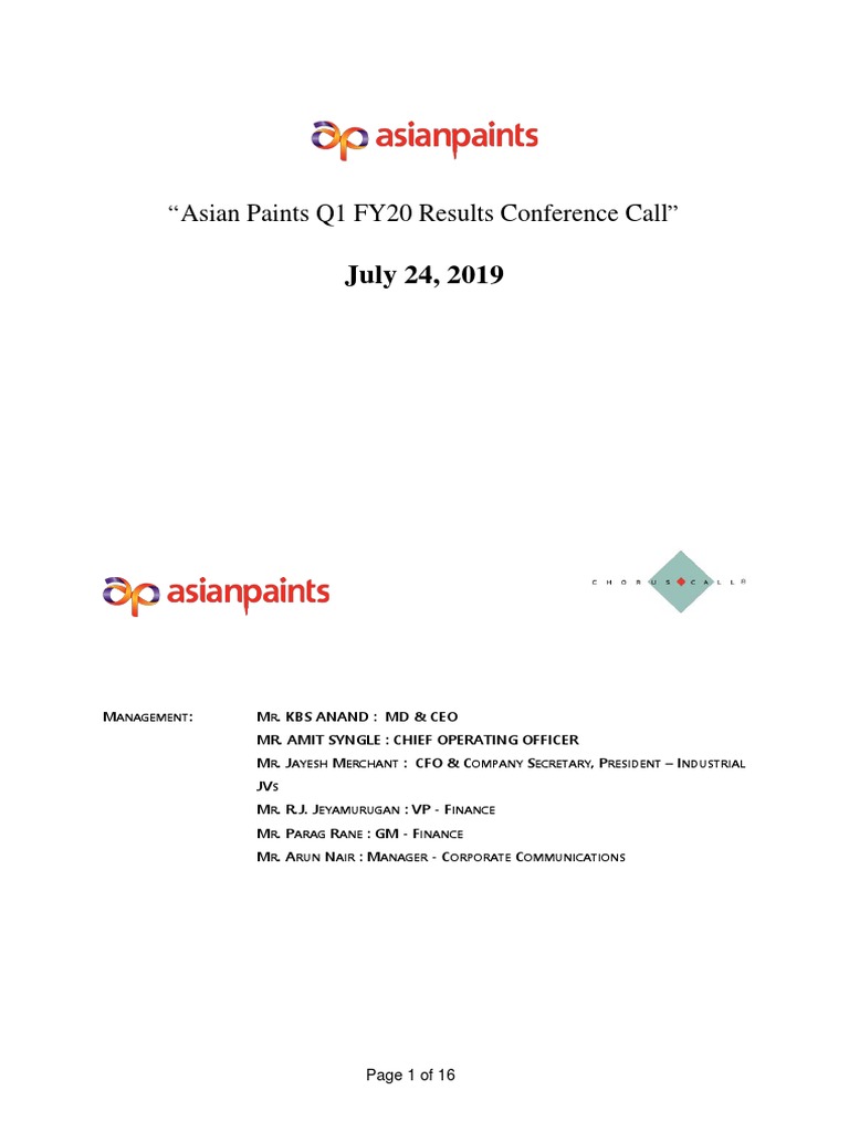 Asian Paints Limited | PDF | Economic Growth | Inventory