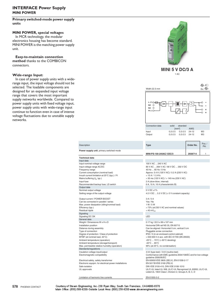 INTERFACE Power Supply Primary SwitchedMode Power Supply Units Mini