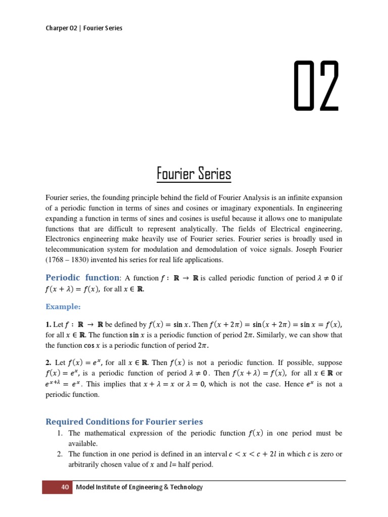 Fourier Chapter 2 1 Sine Trigonometric Functions